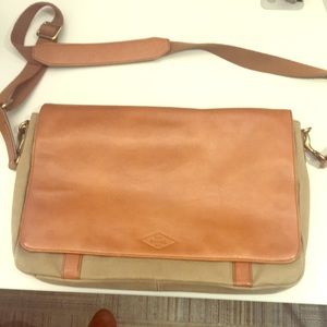 Army green with leather details messenger bag